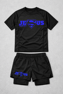 Super Jesus rash guard and shorts combo