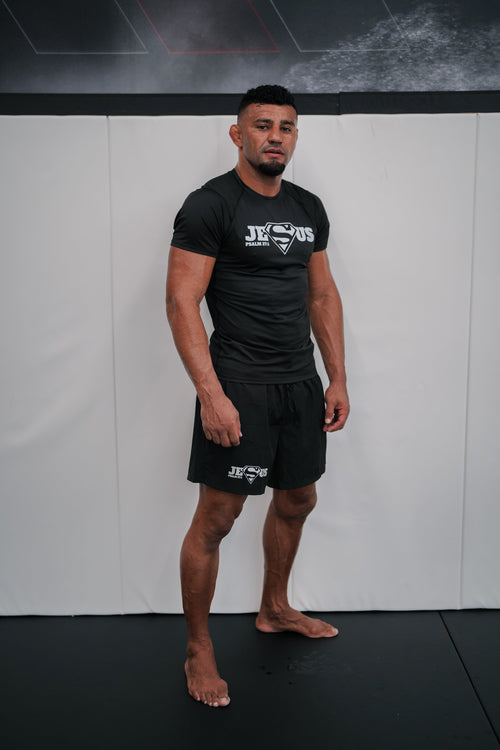 Super Jesus rash guard and shorts combo
